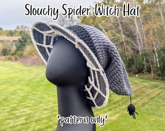 Slouchy Spider Witch Hat Crochet Pattern