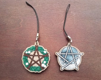 Pentacle Wooden Charms