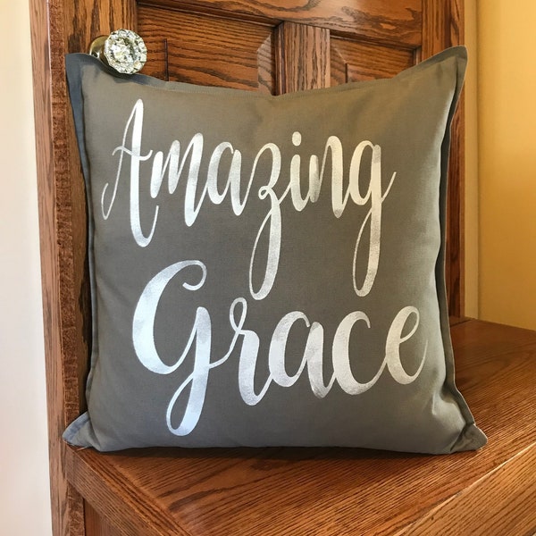Amazing Grace-Religious Pillow Cover-Christian Decor-Christian Hymn-Farmhouse Style-Couch Pillow Cover-Bed Pillow Cover-Throw Pillow Cover