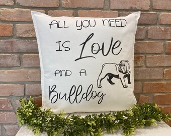 Bulldog-Bulldog Decor-Bulldog Lovers-Bulldog Pillows-Bulldog Lover Gifts-Dog Decor-Throw Pillows-New Puppy Gift-Bed Pillows-Dog Lover Gifts