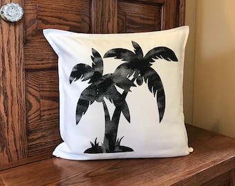 Palm Tree Pillow Cover-Beach Pillow Cover-Tropical Pillow-Farmhouse Style-Beach Decor-Tropical Decor-Throw PIllows-Bed PIllows-Vintage Look