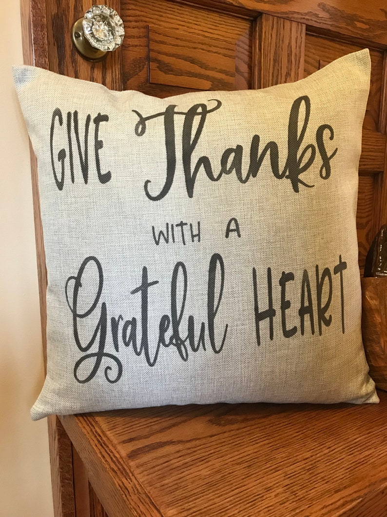 Give Thanksgrateful Heartfall Decorthrow Pillow Covercouch Etsy