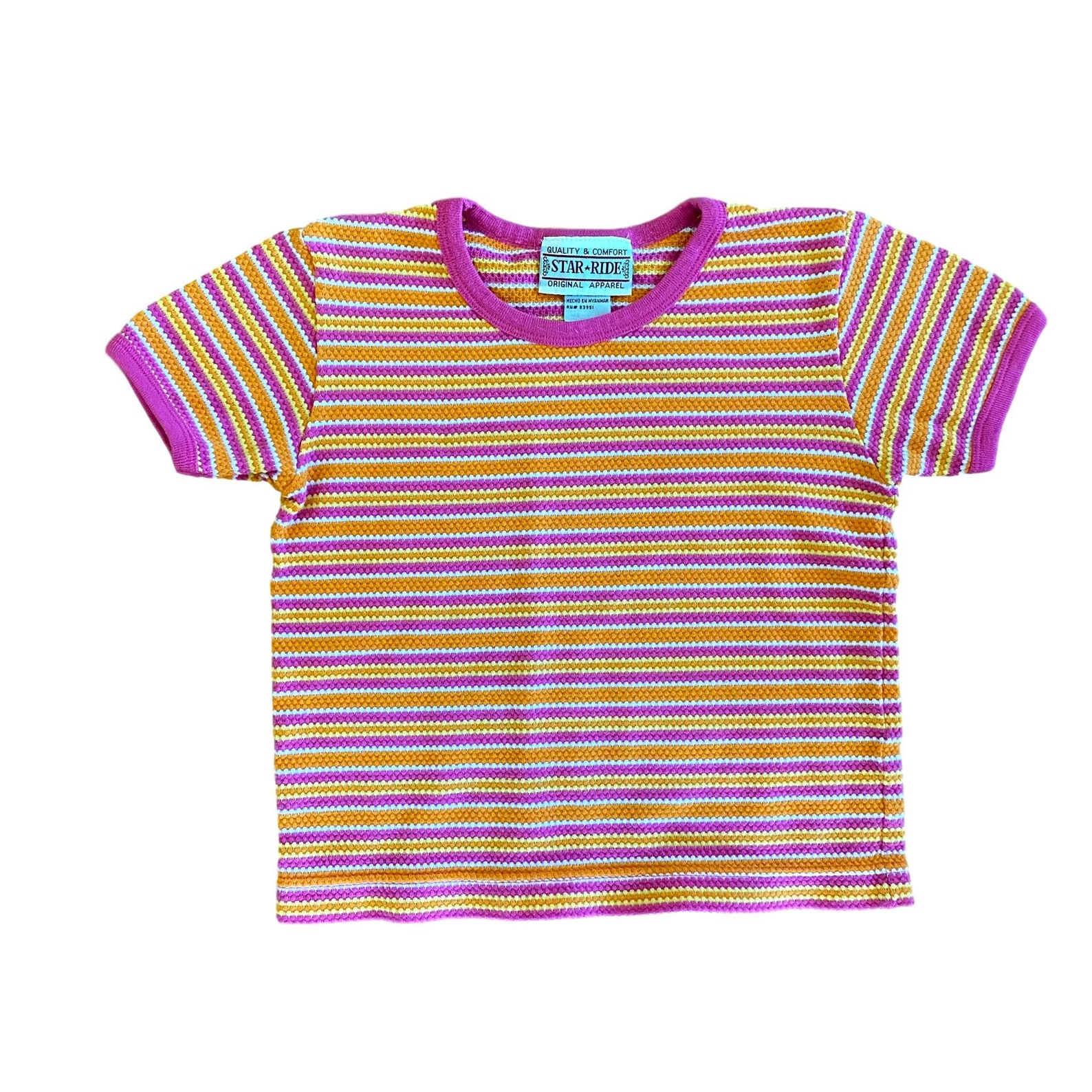 1990's pink & orange textured stripe shirt girls size 6 | Etsy