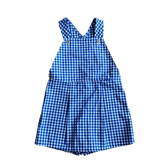 blue gingham overall dress