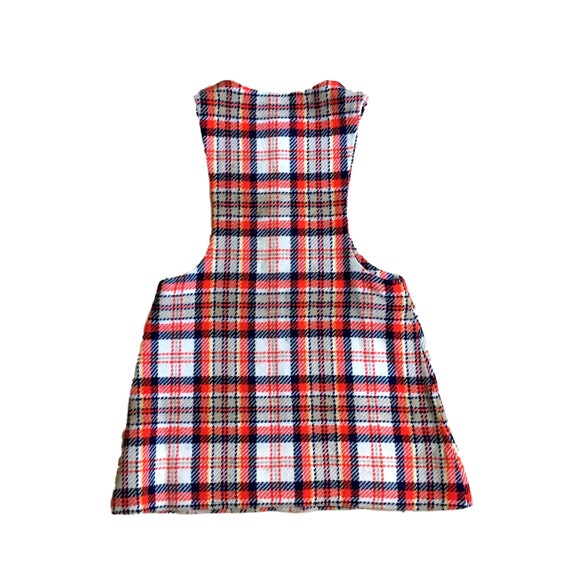 red plaid jumper dress