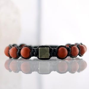 Red Jasper Pyrite Bracelet for Men High Quality Natural Protection Gemstone Spiritual Healing Energy Stone Soulmate Anniversary Gift for Him