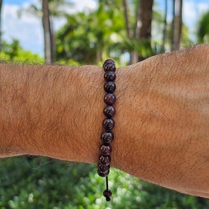 Red Garnet Bracelet For Men High Quality Natural Stone Love and Devotion Gift for Him Anniversary Yoga Protection Healing Energy Mala Prayer