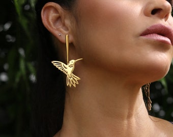 Orecchini A Cerchio Colibrì In Argento Sterling 925 Con Smalto, Gioielli Donna, Confezione Regalo - 5