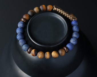 Lapis Lazuli with Tigers eye men beaded bracelet