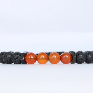 Lava Man Bracelet High Quality Gemstones, Beaded Mala, Carnelian, Bronzite, Moonstone, Tigers eye, Jasper, Gift for Him Husband Anniversary