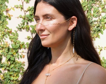 Alchemist Face Chain | Pearl Tie Necklace | Versatile Body Jewelry | Boho Wedding Bridesmaids Gift | Festival Fashion | Divine Feminine