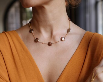 Islas Floating Coin Pearl Station Necklace