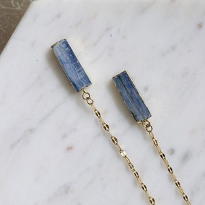 Blue Kyanite face chain dainty jewelry necklace body jewelry exotic gift for girlfriend goddess vibes image 5