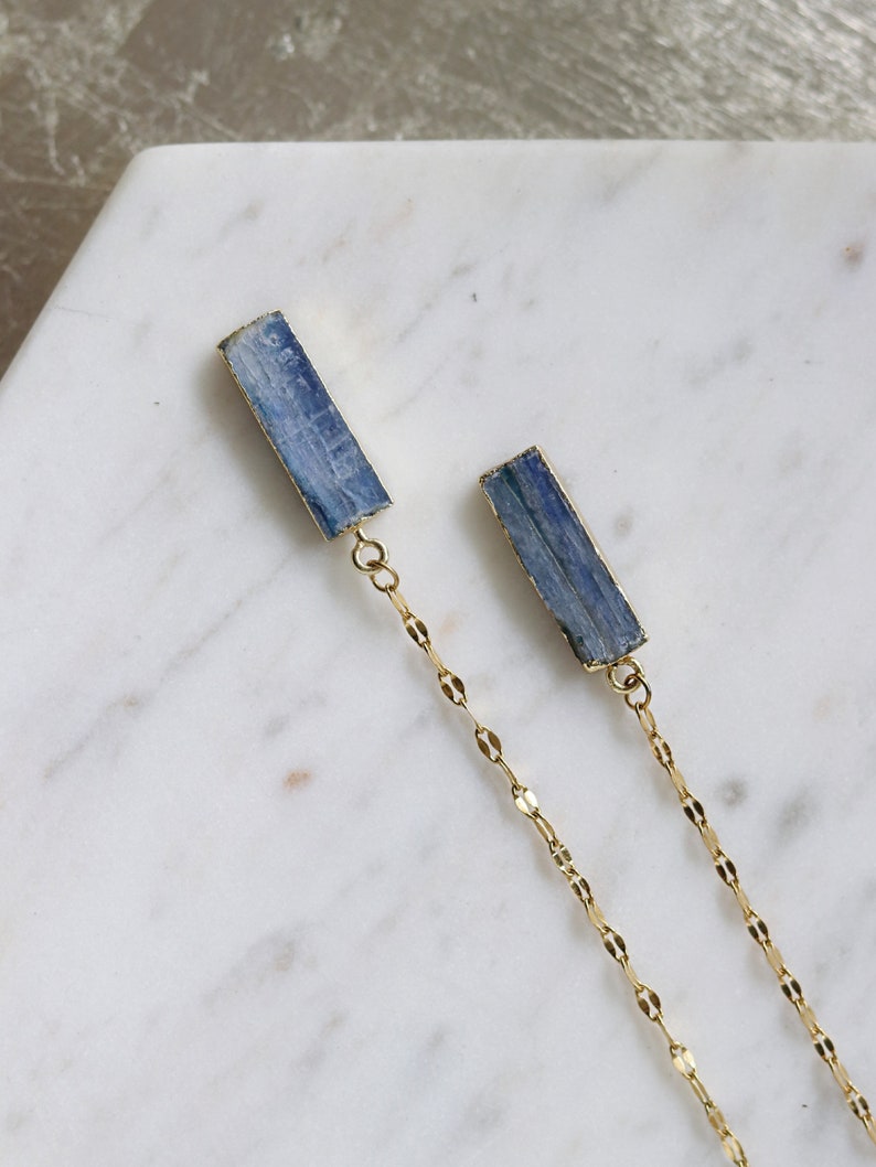 Blue Kyanite face chain dainty jewelry necklace body jewelry exotic gift for girlfriend goddess vibes image 5