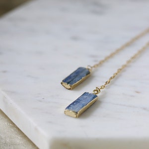 Blue Kyanite face chain dainty jewelry necklace body jewelry exotic gift for girlfriend goddess vibes image 3