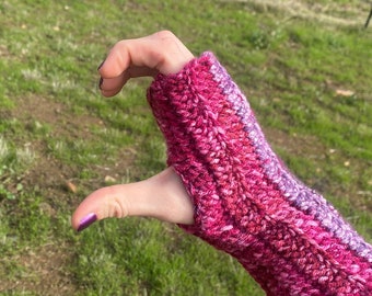 Handmade Crochet Fingerless Gloves Sleeves Mitts