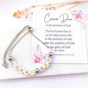 Coram Deo bracelet, reformed theology, Christian friend gift, soli Deo gloria, religious jewelry, latin faith bracelet, five solas rc sproul