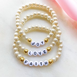 faith love joy bracelets, faith jewelry gift, encouraging gift, faith bracelet, friendship religious gift, baptism, christian friend