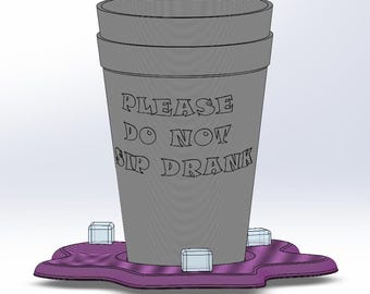 Spilled Purple Drink Cup Decor | 3D Printed Lean Cup Statue | Funny Desk Decor | Novelty Drink Sculpture | Gamer Room Decor | Unique Gift