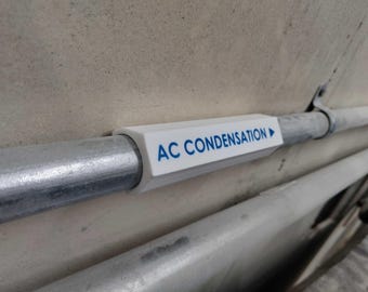 AC Condensation Pipe Label | Clip On | Durable Sign | Outdoor | Marker | .75" pipe Label