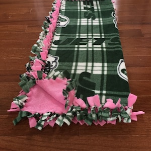 NY JETS NFL Baby Girl Blanket | New York Jets Pink Fleece Tie Blanket | Jets Pet Blanket | Jets Dog Blanket | Jets Baby Boy Blanket |