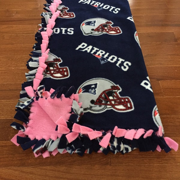 PATRIOTS NFL Baby Blanket | Patriots Pink Fleece Tie Blanket | Patriots Pet Blanket |Patriots Dog Blanket | Patriots Girl Blanket