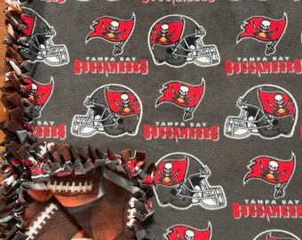 LARGE Tampa Bay BUCCANEERS Handmade Fleece Tie NFL Blanket | 55x65 | Buccaneers Football Fan Gift | Bucs Present