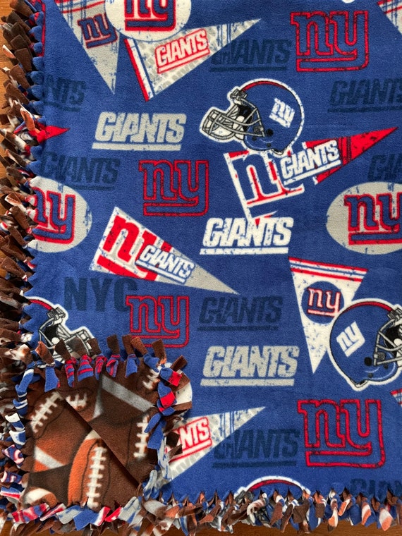 LARGE NY Giants NFL Handmade Fleece Tie Blanket 55x65 New York