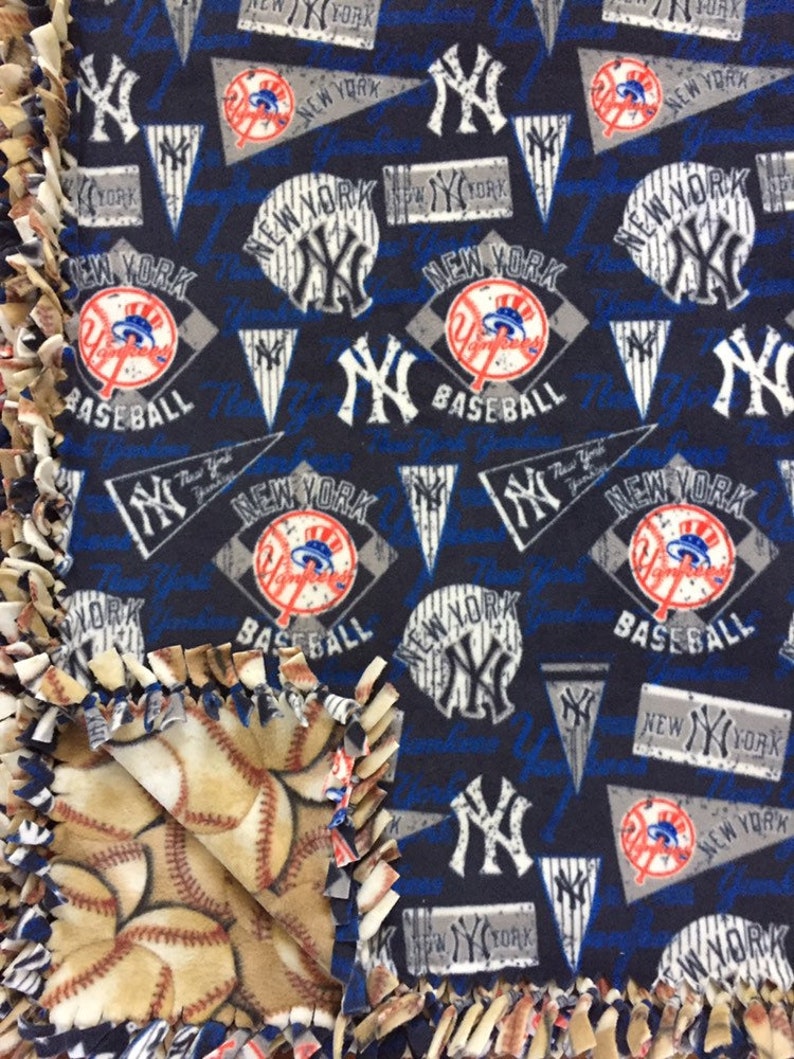 LARGE NY YANKEES Handmade Fleece Tie Mlb Blanket 55x65 New Etsy