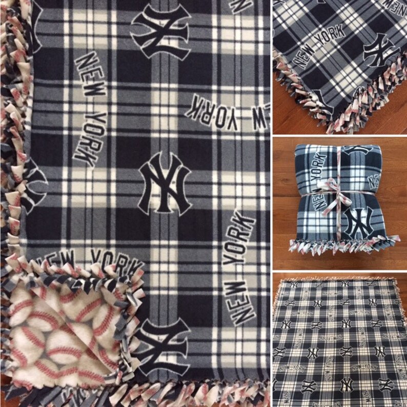 LARGE NY YANKEES Handmade Fleece Tie Mlb Blanket 55x65 New Etsy