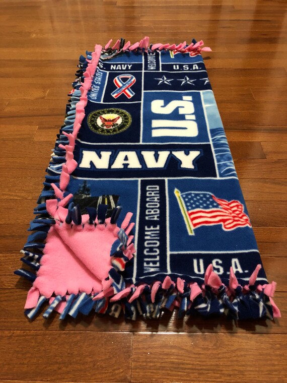 US NAVY Baby Blanket United States Navy Fleece Tie Blanket US Navy