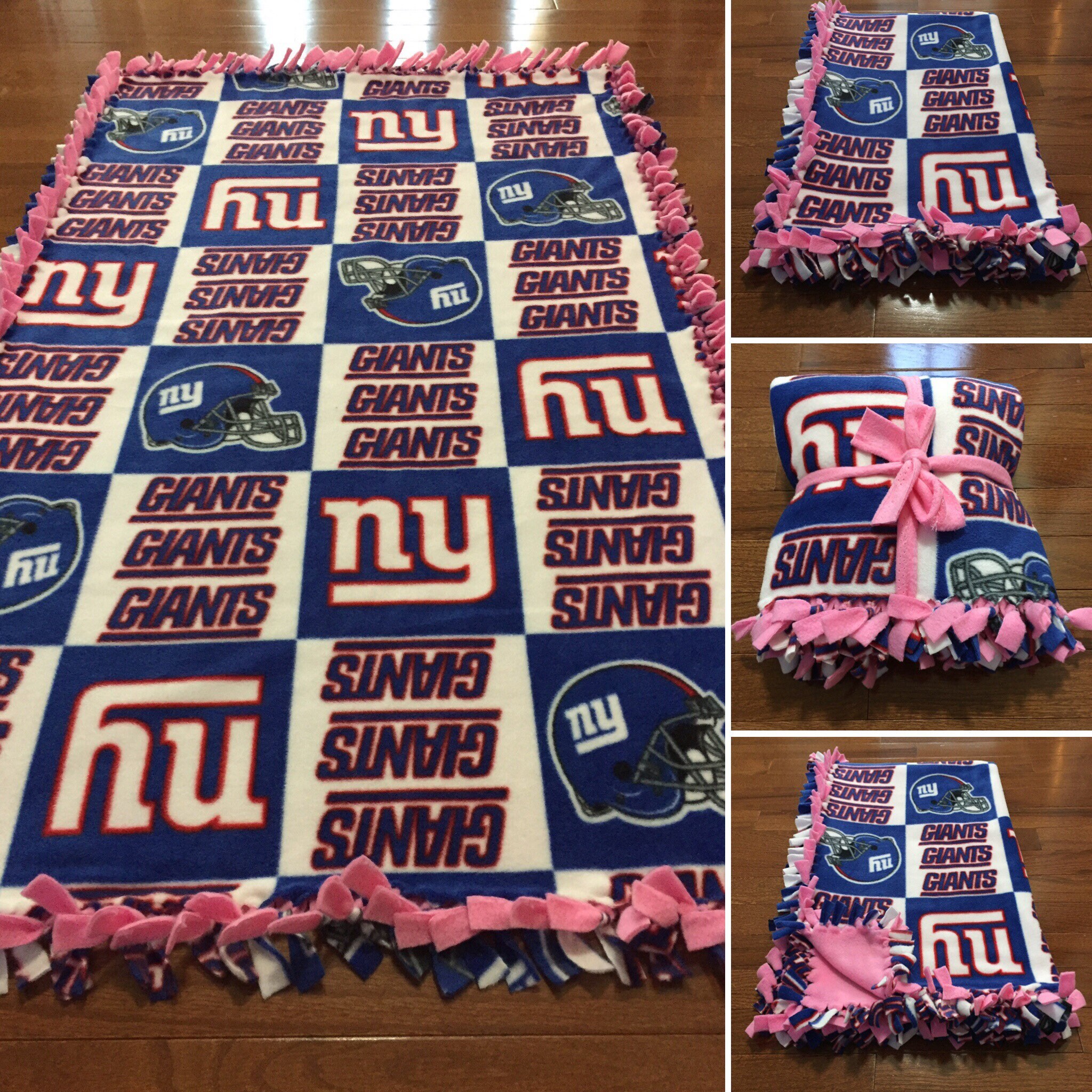 NY GIANTS NFL Baby Blanket New York Giants Pink Fleece Tie Etsy