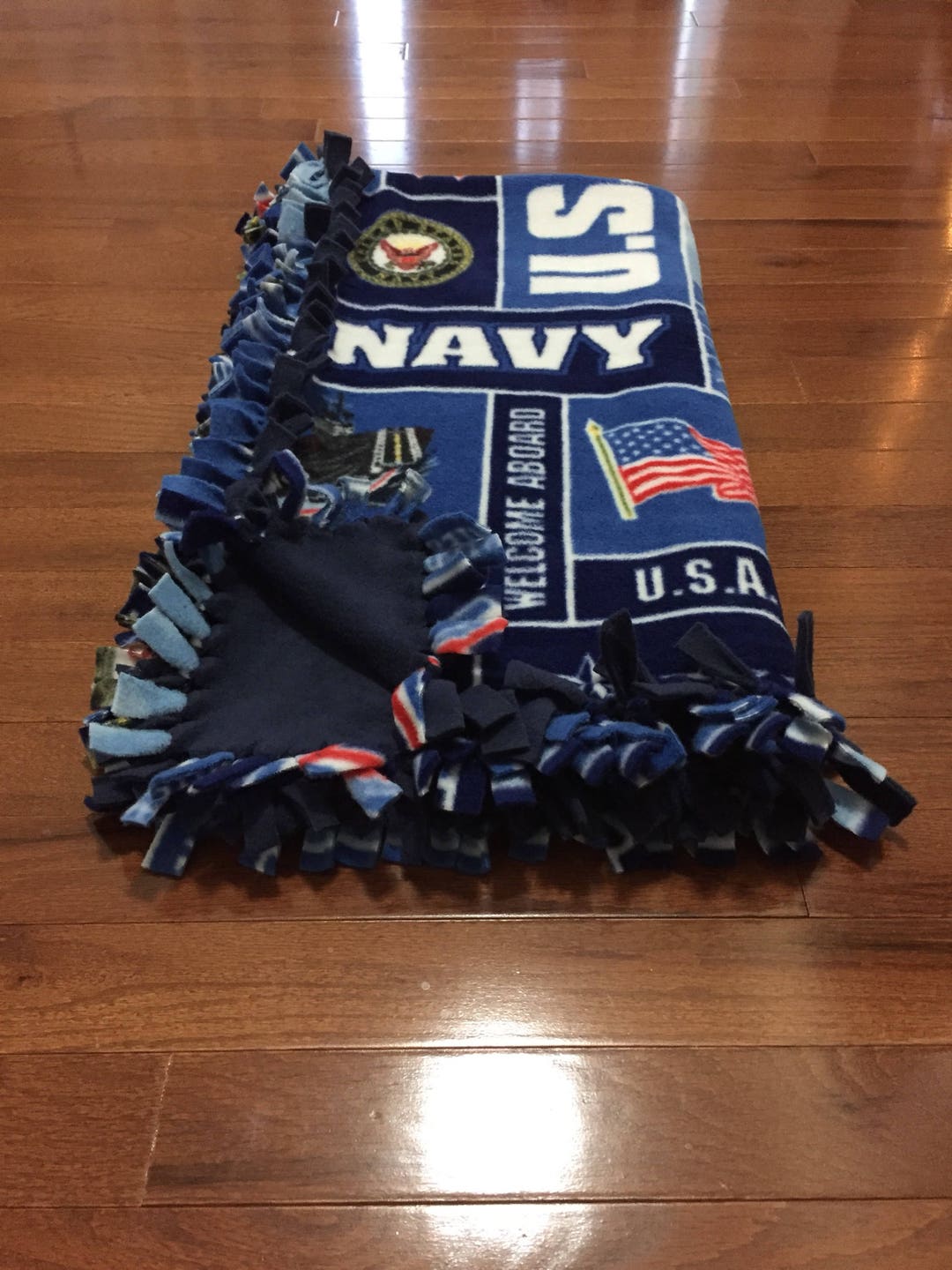 US NAVY Baby Blanket United States Navy Fleece Tie Blanket US Navy Pet