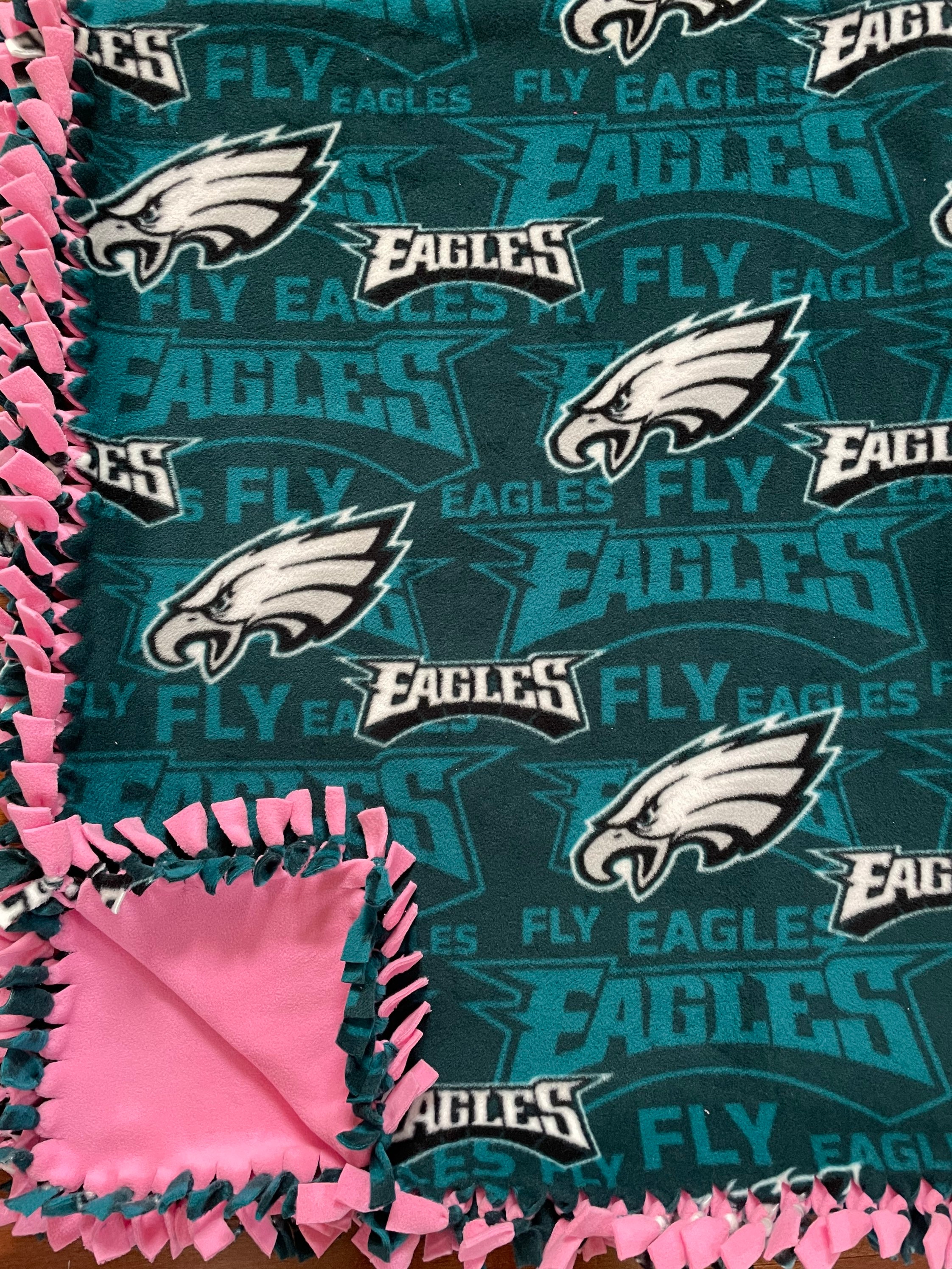 LARGE Philadelphia EAGLES NFL Fleece Tie Blanket 55x65 