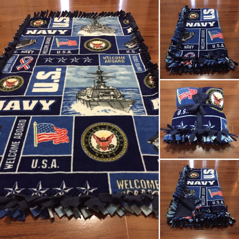 US NAVY Baby Blanket United States Navy Fleece Tie Blanket Etsy