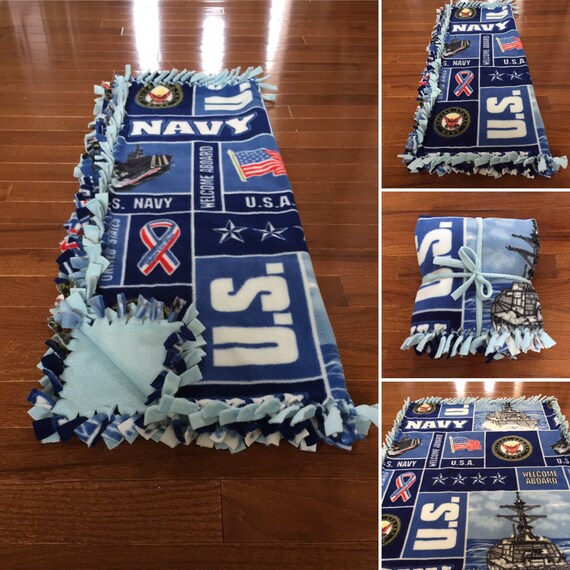 US NAVY Baby Blanket United States Navy Fleece Tie Blanket US Navy