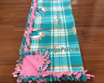 Miami DOLPHINS NFL Baby Blanket | Dolphins Pink Fleece Tie Blanket | Dolphins Pet Blanket | Dolphins Dog Blanket | Dolphins Girl Blanket