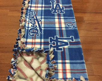 LA Dodgers MLB Baby Blanket | Los Angeles Dodgers Pink Fleece Tie Blanket | Pet Blanket | Dog Blanket | Dodgers Baby Girl Gift | Baby Boy