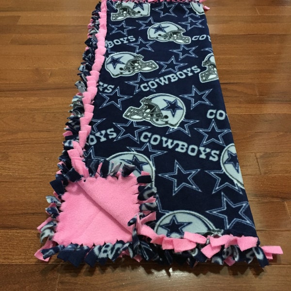 DALLAS COWBOYS Baby Blanket | Dallas Cowboys Pink Fleece Tie Blanket | Cowboys Pet Blanket | Cowboys Dog Blanket | Cowboys Pink Girl Blanket