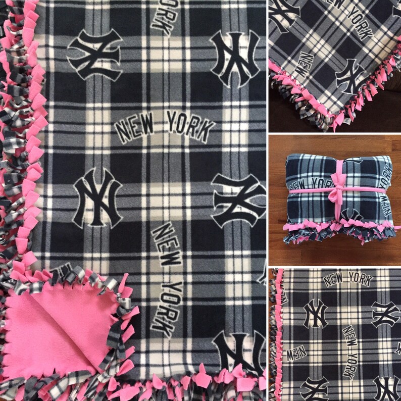 LARGE NY YANKEES Handmade Fleece Tie Mlb Blanket 55x65 New Etsy