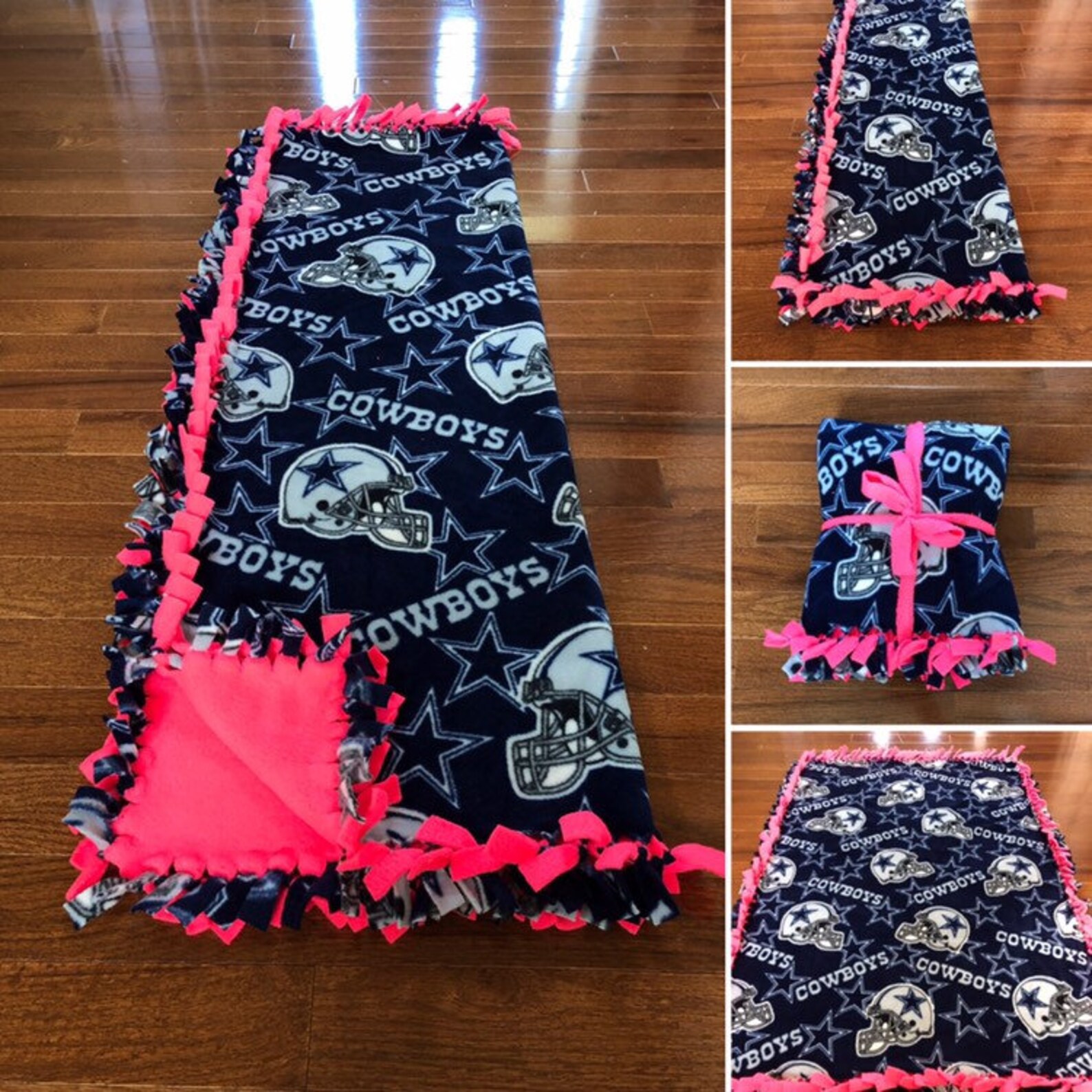 DALLAS COWBOYS Baby Blanket Dallas Cowboys Pink Fleece Tie Etsy