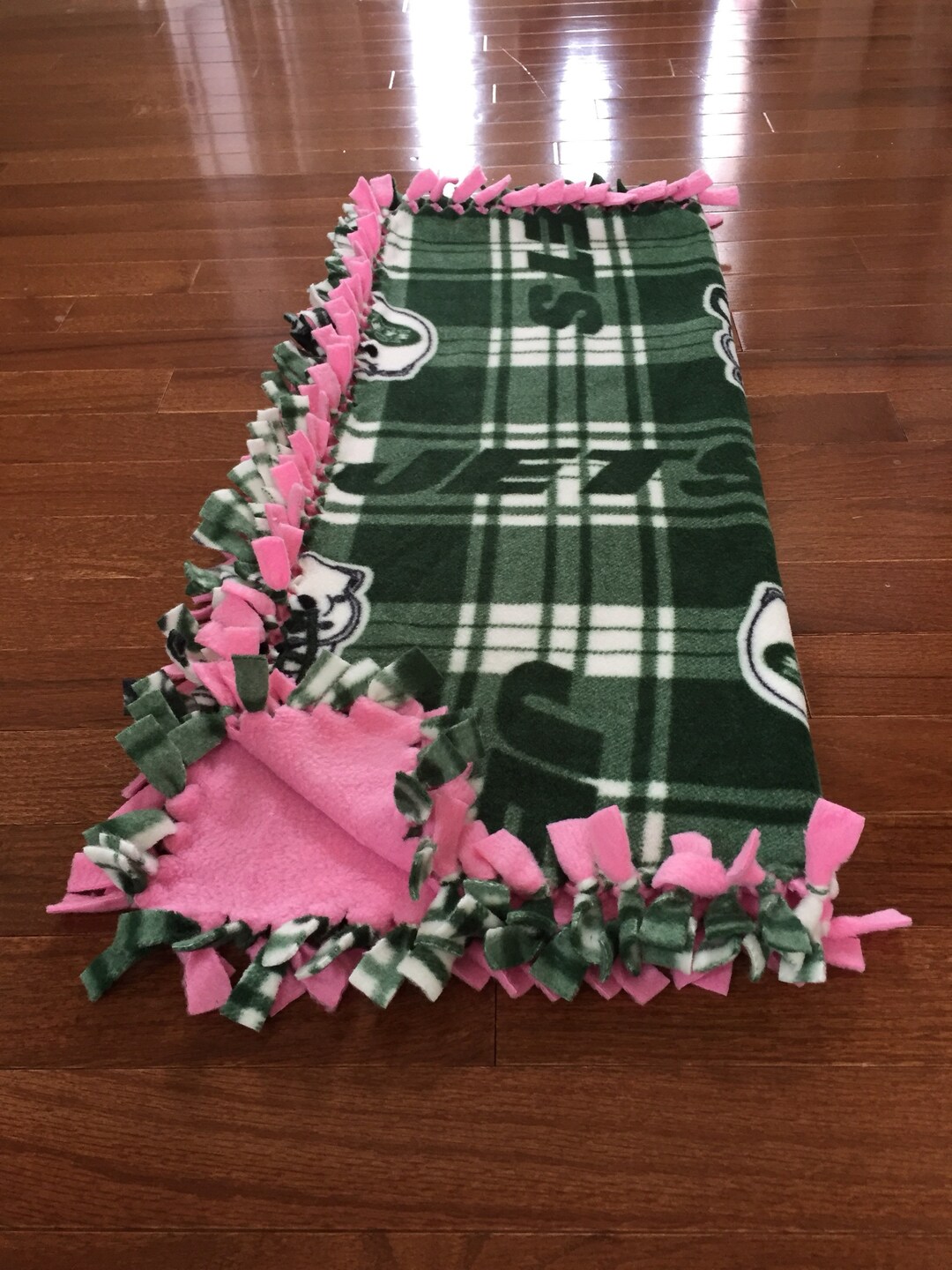 NY JETS NFL Baby Girl Blanket New York Jets Pink Fleece Tie Blanket