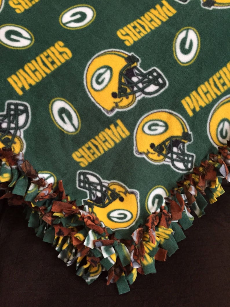 LARGE Green Bay Packers NFL Handmade Fleece Tie Blanket Etsy