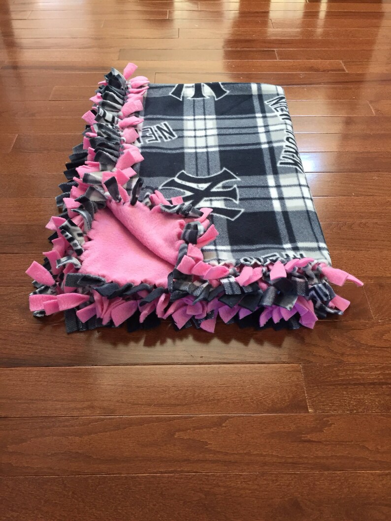 NY YANKEES MLB Baby Blanket New York Yankees Pink Fleece Tie Etsy