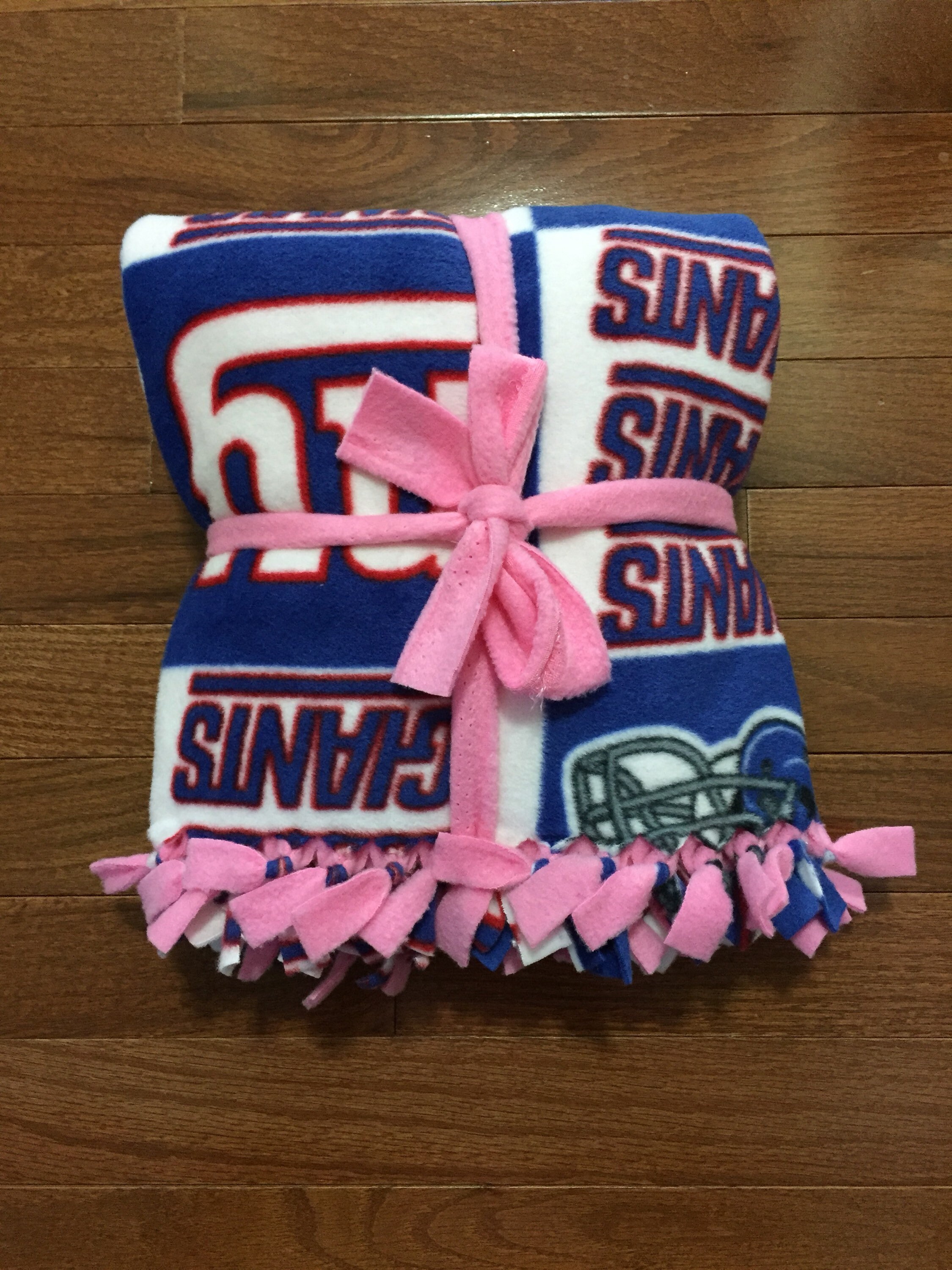 NY GIANTS NFL Baby Blanket New York Giants Pink Fleece Tie Etsy