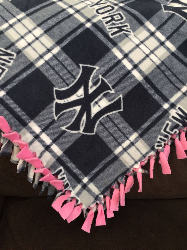 NY YANKEES MLB Baby Blanket New York Yankees Pink Fleece Tie Etsy