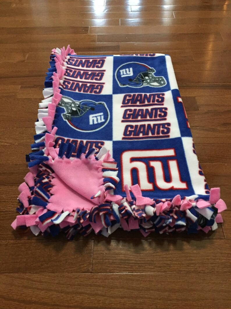 NY GIANTS NFL Baby Blanket New York Giants Pink Fleece Tie Etsy