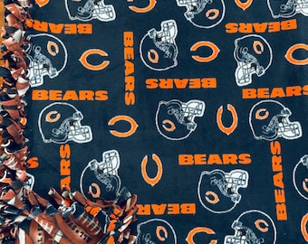 LARGE BEARS NFL Handmade Fleece Tie Blanket | 55x65 | Chicago Bears Football Blanket | Bears Blanket | Bears Bedding | Bears Decor