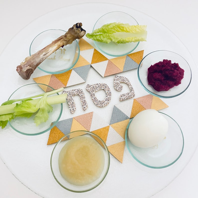Modern Glass Passover Seder Plate Pesach Plate Etsy