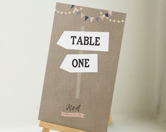 Tipi Table Numbers | Hand-drawn | Pretty | Boho | Bunting | Silhouette | Personalised